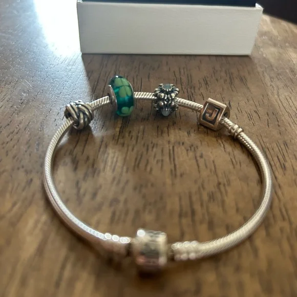 Pandora Silver Bracelet with Three Charms - Picture 5 of 9